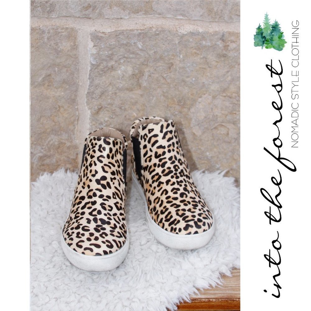 Coconuts Harlan Leopard Calf Hair High Top Slip On Sneakers Shoes Sz 8.5